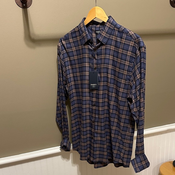 Faherty Other - Faherty Navy and Brown Plaid Long-Sleeve Button-Down Shirt